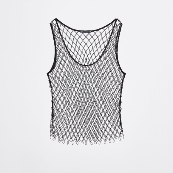 NWT Zara Rhinestone Mesh Top - Picture 3 of 4